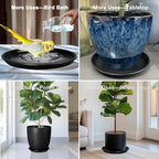 Flower Pot Saucer 12 Inch - Ceramic Plant Saucer for Outdoors Plant Drip Tray for Pots Indoor No Holes Large Plant Dishes to Catch Water Decorative Plant Drainage Tray Black - Image 7