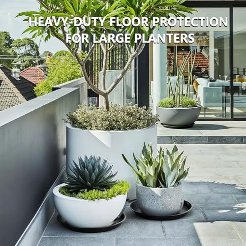 6 Pack 15 Inch Black Plant Saucers, Heavy Duty PP Trays for Big Pots - Image 3