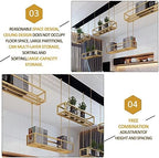Ceiling Shelf Mounted Hanging Basket Floating Suspended Storage Shelving, Gold Decorations Display Shelves Flower Stand for Kitchen Bar Living Room, Wine Holder Pot Pan Rack (Size - Image 4