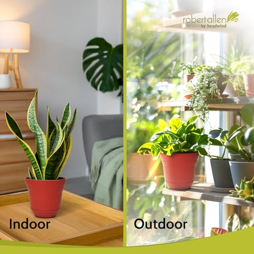 Headwind Traverse Planters – 10" 2 Pack Plastic Plant Pot in Brick Red - Indoor & Outdoor Pots for Plants with Drainage - Decorative Plant Pot, Flower Pots Outdoor for Garden by Robert Allen - Image 7