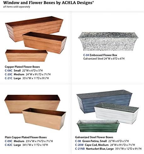 Achla Designs Plain Copper Window Flower Box Planter- Medium (23 1/4"L x 7 3/4"W x 7 1/2"H) - Image 7