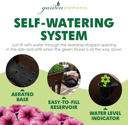 Garden Elements Brown Elevated Raised Garden Bed, 29.5" x 15" - Self-Watering Planter Box with Ventilated Grow Dome for Indoor/Outdoor Vegetables, Herbs & Seed Starting - Image 3