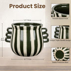 Ceramic Planter Pot Modern Striped Triple Handle Flower Pot No Drainage - Image 2
