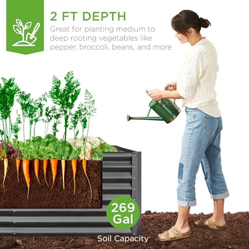 Best Choice Products 6x3x2ft Outdoor Metal Raised Garden Bed, Deep Root Box Planter for Vegetables, Flowers, Herbs, 269 Gallon Capacity, 100% Non Toxic Materials - Gun Metal - Image 3