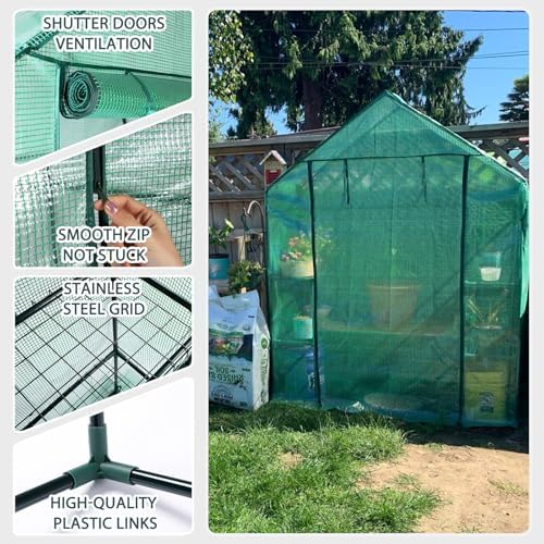 Portable Walk-in Greenhouse for Outdoors, 56x30x76 Plant House with Shelves - Image 3