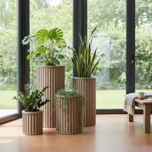 Round Column Planter with Adjustable Depth, Ash Brown - Image 7