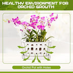 Teenyyou 7 Inch Ceramic Orchid Pot with Holes and Saucer Repotting,White - Image 4