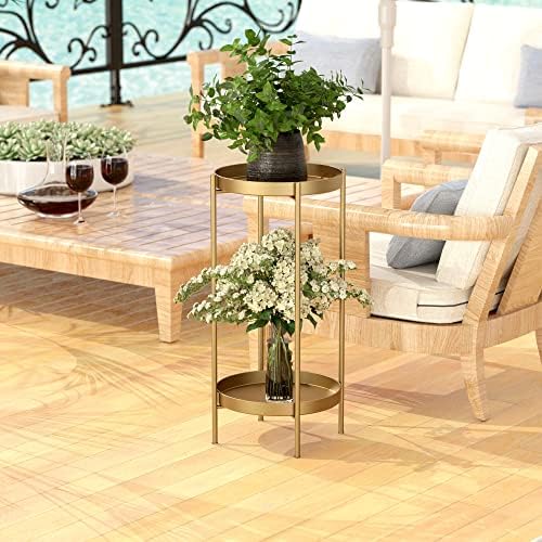 2 Tier Plant Stand Indoor Outdoor - 10.5in Width 24in Tall Flower Pot Rack - Image 3