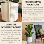 Fox & Fern Large Planter for Indoor or Outdoor, Matte White, 12 Inch - Image 3