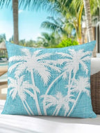 Throw Pillow 18x18 Inch, Tropical Palm Tree Waterproof Outdoor Pillow Covers for Patio with Insert, Vintage Aqua Exotic Botanical Plants Decorative Pillowcase Cushion for Couch, Sofa, Bed, Garden - Image 7