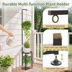 LASZOLA Hanging Plant Stand Shelf Indoor Tall with Light, 2 Tier Black - Image 6