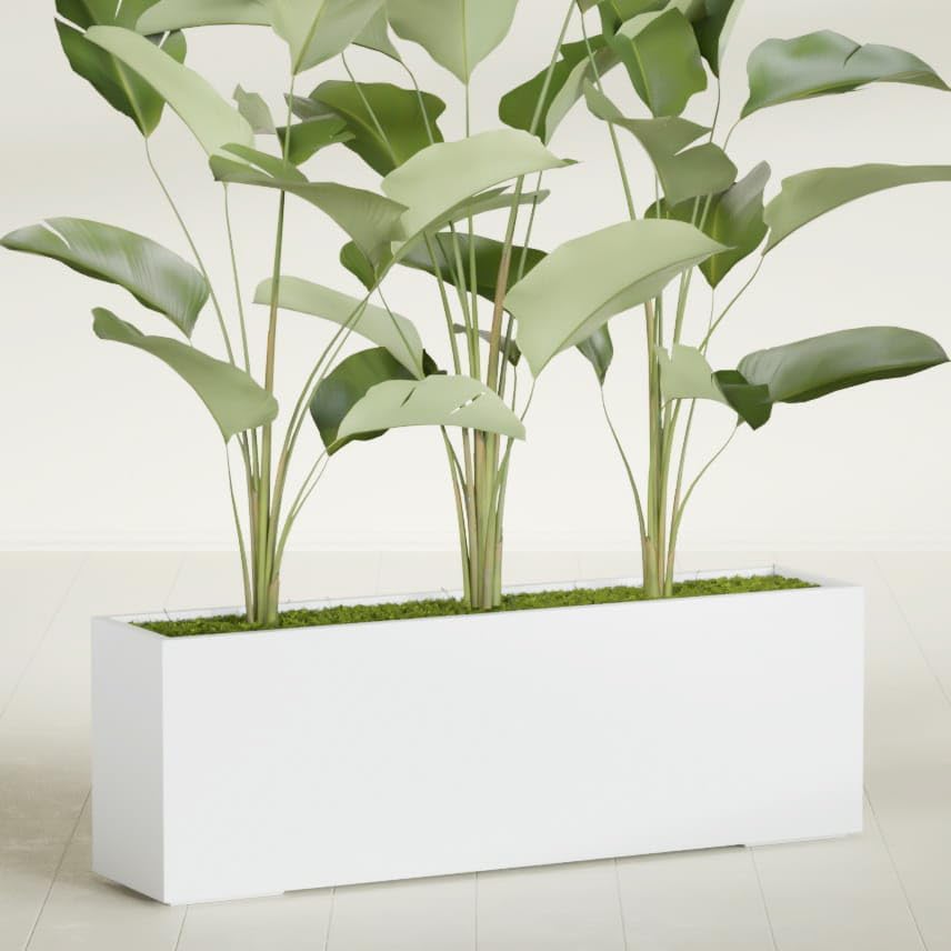 Greenline Leo Tall Rectangular Fiberglass Planter, Outdoor Planter Box - Image 2