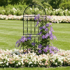 SCENDOR 59" H x 22" W Arched Metal Garden Trellis with Scrollwork, Rustproof Iron Plant Support for Climbing Roses, Clematis & Vines, Decorative Garden Screen for Lawn & Backyard 1 Pack - Image 4