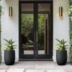 Kante 16.5" Tall Curved Concrete Planter, Black Round Flower Pot - Image 5