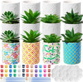 Zubebe 12 Pcs Paint Your Own Ceramic Pots Bulk Unfinished Succulent Pots Craft Kit with Drainage Hole Mini Paintable Plant Vase Ready to Paint Planter for Cactus DIY Craft (Classic) by Zubebe