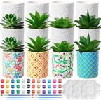 Zubebe 12 Pcs Paint Your Own Ceramic Pots Bulk Unfinished Succulent Pots Craft Kit with Drainage Hole Mini Paintable Plant Vase Ready to Paint Planter for Cactus DIY Craft (Classic) by Zubebe