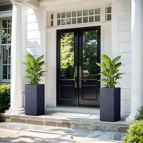 Kante Accent Column Square Charcoal Concrete Planter 23.6" H, Outdoor - Image 5