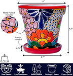 Talavera Planter - Mexican Ceramic Pot with Drainage (Red-Medium) - Image 2