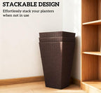 Tall Rattan Style Planters, Set of 3, 24 Inch, Brown - Image 4
