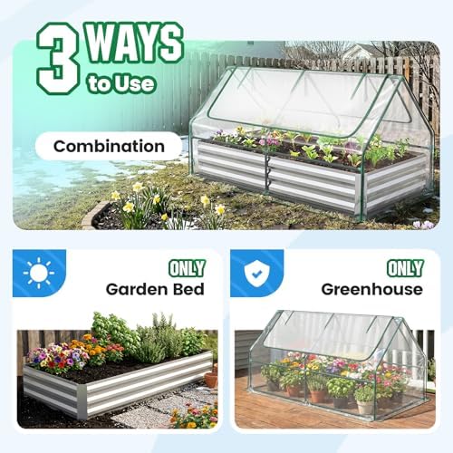 Quictent 6x3x1ft Galvanized Raised Garden Bed with Cover - Image 2