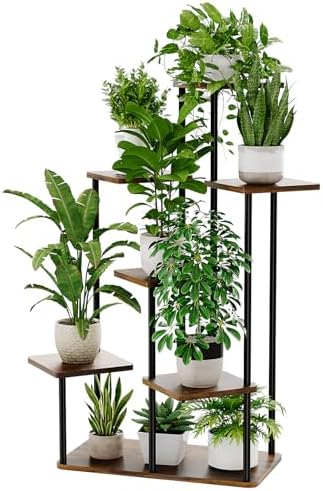 Bamworld Large Plant Stand Indoor Tall Metal Plant Shelf by Bamworld