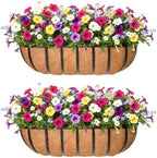 36'' Window Box Railing Planter with Coco Liner,2 Pack Horse Trough Planters Black Metal Hanging Flower Planters Basket for Porch Fence Patio Indoor Outdoor Lawn by Qusuxi