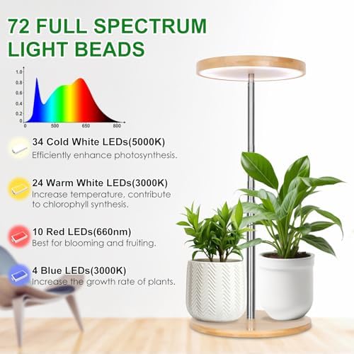 LORDEM Grow Lights for Indoor Plants with Base, Bamboo Design, Timer - Image 5