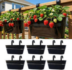 LaLaGreen Outdoor Rail Planter (17 in, 6 Pack) Black Metal Deck Fence Pots by L%C3%A1L%C3%A1Green