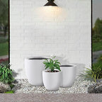 Kante Set of 3 White Concrete Bowl Planters 18" 14" 10" Dia - Image 6