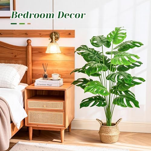 Der Rose 44" Tall Fake Plants, Artificial Tree in Round Basket Home Decor - Image 5