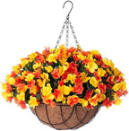 Artificial Fall Hanging Flowers with Basket for Outdoor UV Resistant by INXUGAOArtificialFlowers