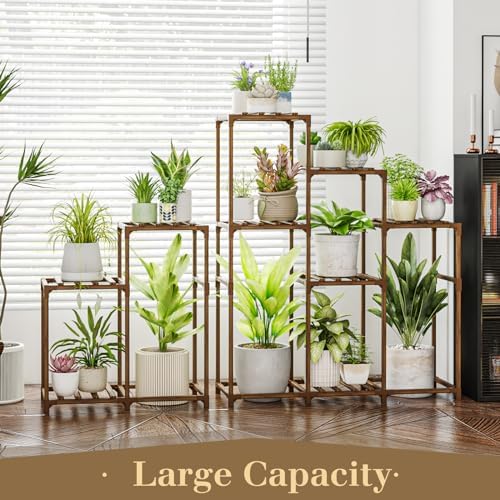 Bamworld 2 Sets Plant Stands Indoor Tall Shelves Outdoor for Multiple - Image 3