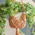 Hanging Planter with Patterns,4Packs Macrame Plant Hangers Indoor Macrame for up to 8 inch Pot Crochet Boho Plant Hanger Holder for Indoor Outdoor with 4 Stainless Steel Hooks (4Pcs Caramel Colors) - Image 2