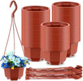 Roshtia 50 Pack 5.1 Inch Plastic Hanging Plant Pots with Hooks, Brown by Roshtia
