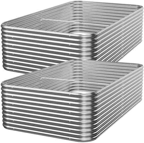 2 Pack Tall 8x4ft Galvanized Raised Garden Bed Outdoor, Metal Garden Bed for Vegetables, Above Ground Garden Box for Flower, Steel Raised Beds for Gardening by Mostmahes