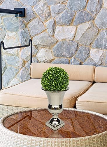 Serene Spaces Living Nickel Urn Vase, Metal Compote Vase, Metal Pedestal Urn Planter, Ideal for Floral Centerpieces, Home Decor, Weddings, Parties, Events, Measures 10.75" Tall & 7" Diameter - Image 2