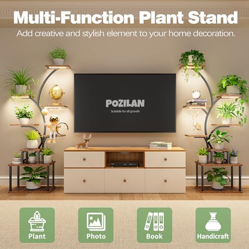 62" Plant Stand with Grow Light for Plants Display, 8-Tier Plant Shelves - Image 3