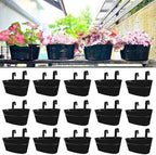 LaLaGreen Outdoor Plants Rail Planter (11.2 Inch, 15 Pack) Black Metal Iron Hanging Flower Pots Deck Railings Fence Buckets Modern Boho Style Wall Mount Window Box Plant Holder Hooks Porch Home Decor by L%C3%A1L%C3%A1Green