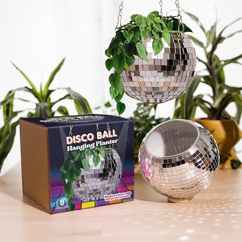Bubblegum Stuff Disco Ball Hanging Planter (8 in) - Hanging Planters for Indoor Plants - Spherical Shaped Plant Pots with Mirrored Exterior - Available in 4-inch, 6-inch and 8-inch Sizes… by BubblegumStuff