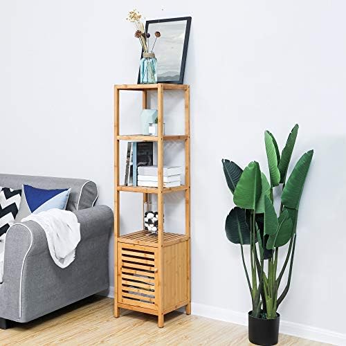 SONGMICS Bamboo Bathroom Shelf, 4-Tier Storage Cabinet - Image 6