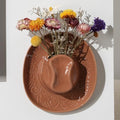 Hanging Wall Planters for Indoor Plants, Wall Vases for Flowers, Ceramic Cowboy Hat Vases for Decor, for Bathroom, Living Room, Office, and Home Decor. Brown by KGCCIZI