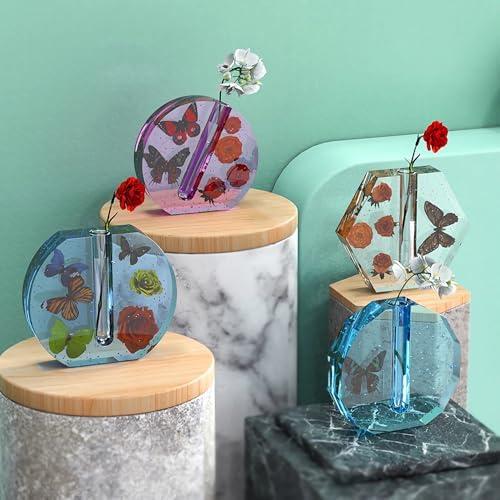 Flower Vase Resin Molds Silicone,4 Large Vase Molds + 16pcs Colorful Flower Arrangement Tubes,for Inserting Fresh Flowers and Cultivating Plants,DIY Silicone molds for epoxy Resin,Vases Home Decor - Image 6