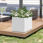 CNCEST Modern Square Steel Planter Box Heavy Duty Galvanized Metal Raised Garden Bed Cube Planter Large Easy Assembly Weather Resistant Indoor Outdoor Patio Balcony Decor (White, 24inch) - Image 3
