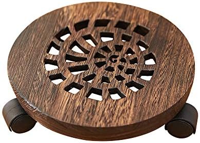 Wood Plant Caddy, Heavy Duty Rolling Planter Dolly With Rotating Casters, Movable Flower Pot Stand, Round Plant Rack With Lockable Wheels,Heavy Objects Hauling (13 Inch) by Unknown