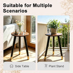 2-Pack Mid Century Plant Stand for Indoor Plants, Modern Wood & Metal Flower Pot Holder Stand for Living Room, Decorative Small Round Side Table for Balcony, Patio, Office, 16.5” High, Walnut & Black - Image 7
