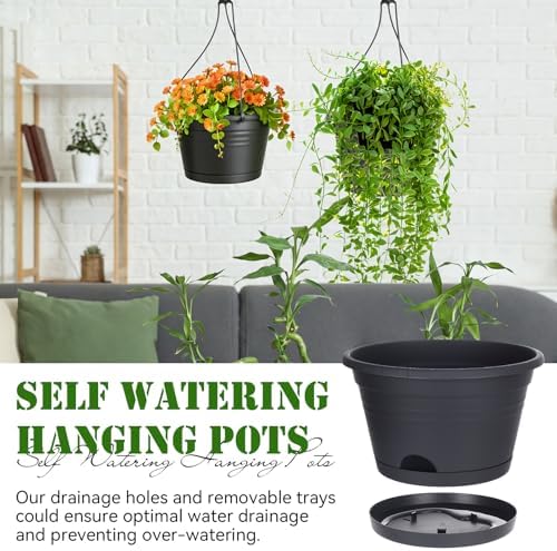 Roshtia 10 Pcs 10 Inch Hanging Baskets for Plants, Black - Image 4