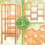 SereneLife 9-Shelf Bamboo Plant Stand - 13'' x 38'' x 35.5'' 9 Tier Adjustable Storage Shelf for Indoor/Outdoor Plants, Lightweight, Sturdy, Space-Saving Home Decor, Water-Resistant, Easy to Assemble - Image 5
