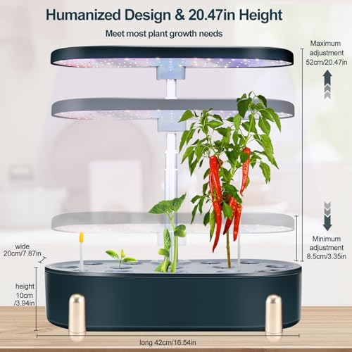 Indoor Garden Hydroponics Growing System12 Pods Plant Germination Kit Aeroponic Herb Vegetable Growth Lamp Countertop with LED Grow Light Hydrophonic Planter Grower Automatic Water Circulation (Black) - Image 6
