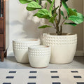 Glazed Ceramic Planter Set of 3, 15/12/9 Inch Flower Pots, Ancient White by Unknown