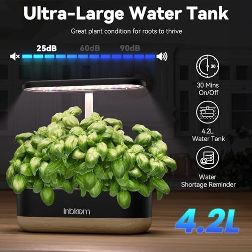 inbloom Hydroponics Growing System 12 Pods, Indoor Herb Garden with LEDs Full-Spectrum Plant Grow Light, Water Shortage Alarm, Automatic Timer, Height Adjustable, Ideal Gardening Gifts for Women - Image 5